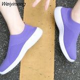 Weiyinxing 2023 Women Sneakers Vulcanized Shoes Sock Sneakers Women Summer Slip On Flat Shoes Women Plus Size Loafers Walking Flat