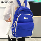 Weiyinxing Fashion Letters Embroidery Women Backpack Female Inclined Zipper Nylon Travel Bag Teenage Girl Multi-pocket Schoolbag Preppy