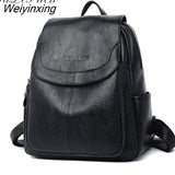 Weiyinxing Women Leather Backpack Designer Shoulder Bags for Women Fashion Back Pack School Bags for Teenage Girls Mochila Feminina