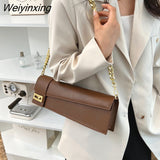 Weiyinxing Luxury PU Leather Flap Shoulder Bags Office Women 2023 Brand Big Crossbody Sling Bags Chain Handbags and Purses