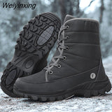 Weiyinxing Winter Work Boots Womens Shoes Comfort Waterproof Cotton Shoes Female Plus Warm Couple Snow Boots Outdoor Size 46 Black