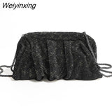 Weiyinxing Ruched Evening Clutch Bag Designer Diamonds Women Handbags Crystal Mesh Shoulder Bags Shinny Rhinestone Party Purses 2023