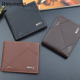 Weiyinxing Men Short Bifold Faux Leather Masculina Billetera Credit ID Card Holder Wallet Billfold Purse Clutch Solid Hombre Business Slim