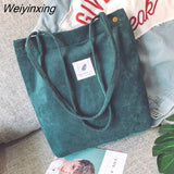 Weiyinxing for Women 2023 Corduroy Shoulder Bag Reusable Shopping Bags Casual Tote Female Handbag for A Certain Number of Dropshipping