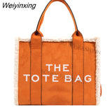 Weiyinxing Suede Luxury Designer Tote Bags for Women Shopping Travel Handbag Winter Plush Shoulder Bags Chic Leisure Crossbody Bag