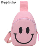 Weiyinxing Cute Cartoon Smiley Baby Backpack Children Boy Girl Chest Crossbody Bags Travel Harness Bag Adjustable Nylon Kids Chest Bag