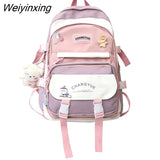 Weiyinxing New Woman Trolley Case Backpack Student Bag Female Waterproof Travel Rucksack Teenage Girls Cute Backpack Laptop School Bag