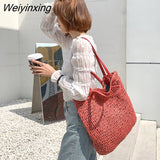 Weiyinxing straw women shoulder bags wicker woven handbags rattan summer beach bag large capacity tote lady big purses shopper new