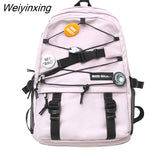 Weiyinxing Lady Male Mesh Badge School Backpack Female Nylon College Backpack Boy Girl Travel Bag Fashion Men Women Book Laptop Bags