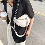 Weiyinxing Chain Design PU Leather Crossbody Bags For Women 2023 White Shoulder Messenger Handbags Small Chest Bag Travel