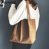 Weiyinxing Mantang Women Shoulder Bag Shopping Bag Two Straps Handbag School Simple Fashion Scrub High Capacity Tote Buckle Designers