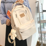 Weiyinxing Multifunction Double Zipper Women Backpack Teenager Girls Laptop Backpack Student Shoulder Bag Korean Style School Bag