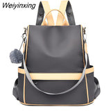 Weiyinxing New Waterproof Fabric Large Female Shoulder Bag Large Capacity Simple Style Casual Mochila Travel Women Anti-theft Backpack