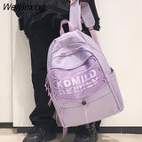 Weiyinxing Letter Printing Waterproof Nylon Backpack Women High Quality Net Travel Bag Cross Rope Laptop Backpack College Schoolbag