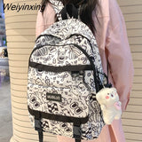 Weiyinxing Waterproof Cartoon Print College Fashion Kawaii Female Trendy Book Bag Girl Travel Laptop Backpack Women Leisure School Bag