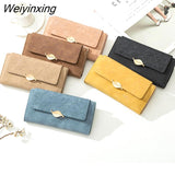 Weiyinxing PU Leather Retro Long Wallets for Women 2023 Simple Frosted Leaf Zipper Buckle Card Holder Large Capacity Women's Clutch