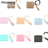 Weiyinxing Pc 8 Colors Fashion Women Bracelets Card Holder Leopard Female Business Card Case Wristband Key Chain for Men