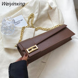 Weiyinxing Luxury PU Leather Flap Shoulder Bags Office Women 2023 Brand Big Crossbody Sling Bags Chain Handbags and Purses