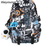 Weiyinxing Lady Male Printing Waterproof School Bag Women Graffiti College Backpack Men Travel Book Girl Boy Laptop Student Bag Fashion