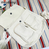 Weiyinxing Women's canvas bear Messenger bag Female Youth Student Fashion Crossbody Shoulder Bags woman Large Capacity Schoolbag for women