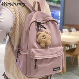 Weiyinxing Female Waterproof School Backpack Women Laptop College Bag Fashion Lady Kawaii Nylon Student Backpack Cute Girl Travel Bags