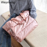 Weiyinxing New Large Capacity Shoulder Bag For Women Waterproof Nylon Bags Space Pad Cotton Feather Down Large Tote Female Handbags