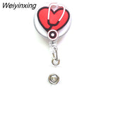 Weiyinxing 1 Piece High Quality Silicone Retractable Doctor Nurse Badge Holder Reel Cute Cartoon ID Card Holder Keychains
