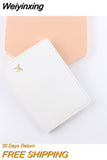 Weiyinxing Couple Passport Cover Hot Stamping Simple Plane Women Men Travel Wedding Passport Cover Holder Fashion Wedding Gift