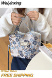 Weiyinxing Jacquard Canvas Shopping Bag Ladies Fashion Eco Friendly Reusable Foldable Small Tote Bag Cotton Fabric 2023 New