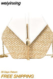 weiyinxing rattan women shoulder bags chic hexagon wicker woven crossbody bag lady summer beach straw bags handmade small purses
