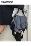 Weiyinxing Vintage Luxury Designer Denim Shoulder Bag for Women Large Capacity Simple Casual Fashion 2023 New Trend Female Handbag