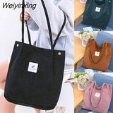 Weiyinxing Corduroy Shoulder Bag for Women Cotton Cloth Versatile Handbag Solid Color Eco Shopping bag 2023 Ladies Reusable Totes Bags