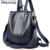 Weiyinxing leather backpack women vintage shoulder bag ladies high capacity travel backpack school bags girls mochila feminina