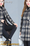 Weiyinxing Winter New Plaid Woolen Coat Women 2023 Middle-Aged Elderly Warm Fashion Double-Breasted Straight Overcoat