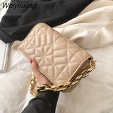 Weiyinxing Branded Solid Color Thick Chain Quilted Shoulder Bags for Women 2023 Summer New Fashion Purses and Handbag Clutch Flap