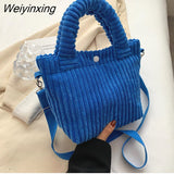 Weiyinxing Capacity Corduroy Bucket Bag Japanese Cute Plush Messenger Bag Kawaii Women's Bag Handbag Tote Bag Purses Little Bag