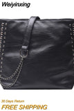 Weiyinxing Rivet Crossbody Bags For Women Soft Pu Leather Bucket Bags Female Chain Bag Daily Travel Tote Bags bolsa feminina