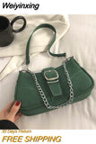 Weiyinxing Nubuck Women Shoulder Bags Matte Leather Solid Color Ladies Underarm Bag Fashion Female Chain Small Purse Handbags