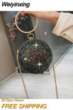 Weiyinxing Women Evening Day Clutch Colorful Crystal Diamonds Round Ball Shaped Clutches Lady Handbag Wedding Purse Chain Shoulder Bag