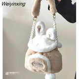 Weiyinxing Japanese Bag Autumn and Winter Soft Plush Storage Bag Women Bag Messenger Bag Cute Bunny Ears Large Capacity Tote Bag