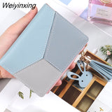 Weiyinxing Women Cute Pink Wallets Pocket Purse Card Holder Patchwork Wallet Lady Female Fashion Short Coin Burse Money Bag