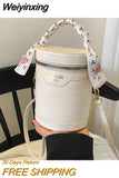 Weiyinxing Fashion Lady Handbag 2023 New Crocodile Pattern Cylindrical Crossbody Bags Simple Handbag Personality Silk Scarf Portable