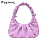 Weiyinxing Luxury Design Women Hobo Pleated Tote Bag Candy Color Underarm Bag Small Handbag And Purses Shoulder Bag Female Hobos BolsO