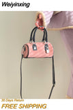 Weiyinxing Women's Lock Cylinder Shoulder Bag Matte Leather Female Pillow Crossbody Bags Cute Pink Ladies Small Clutch Handbags
