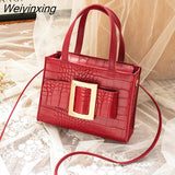 Weiyinxing Women Shoulder Crossbody Bags PU Leather Luxury Messenger Bag Female Small Square Bag Crocodile High Quality Handbags for Women