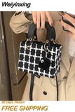 Weiyinxing Small Square Bag Classic Plaid Women Bags Woolen Brand Luxury Handbag Designer Shoulder Bag Purse Clutch Crossbody Lady Bag