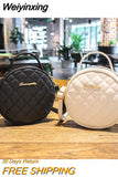 Weiyinxing Lingge Small Round Crossbody Bags for Women Ladies Korean Version Trend Shoulder Bag Purses and Handbags Luxury Bags