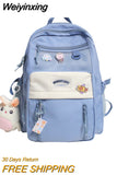 Weiyinxing Solid Color Nylon Women Backpack College Style Large Capacity Travel Rucksack School Bags for Teenage Girl Boys
