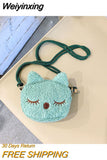 Weiyinxing Cute Children's Crossbody Bags Soft Plush Cat Kindergarten Girls Shoulder Bag Lovely Baby Kids Mini Coin Purse Handbags