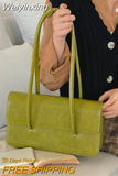 Weiyinxing Simple Women's Underarm Bag Vintage Green Ladies Square Shoulder Bags Winter Fashion Female Tote Purse Top Handle Handbags